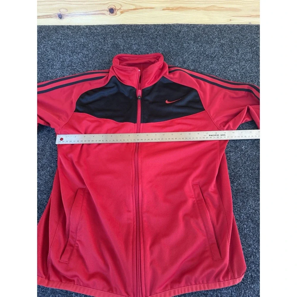 Nike Mens Full Zip Track Jacket Red Black Mesh Panel Swoosh FA140206HON Size M‎